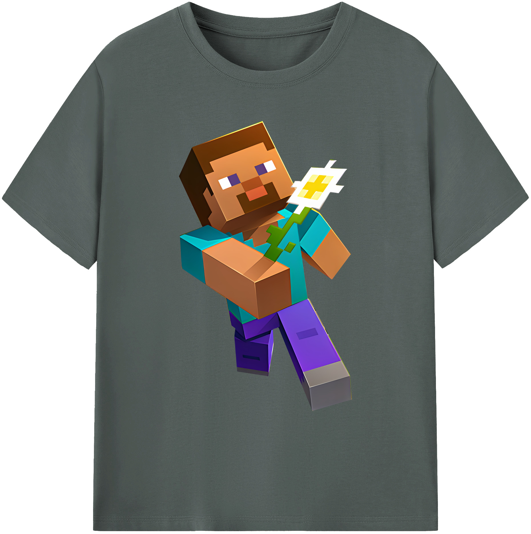 （画像用） マインクラフト ブロックの世界 Minecraft MC Block world 綿100％ メンズ半袖Tシャツ｜肌触りやわらか＆通気性